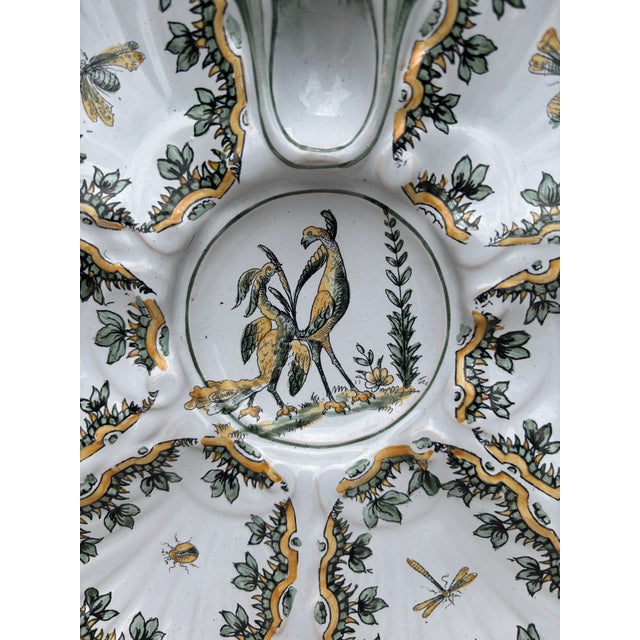 Late 19th Century French Faience Oyster Birds Plate Saint Clement, Circa 1890 For Sale - Image 5 of 7
