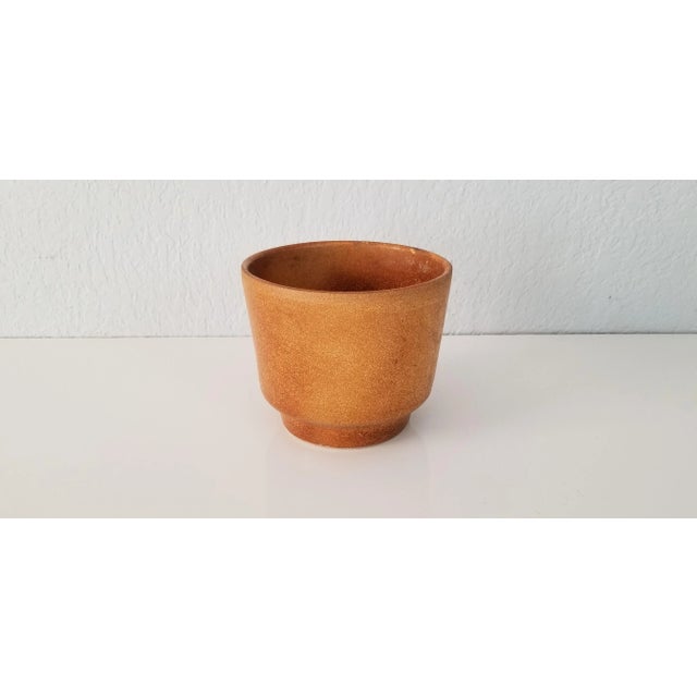 Brown 1970s Mid-Century Brown Glazed Art Pottery Planter Pot For Sale - Image 8 of 9