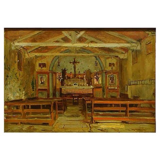 Interior of a Church - Oil Painting by Hermann Corrodi, late 1800 Late 19th Century For Sale