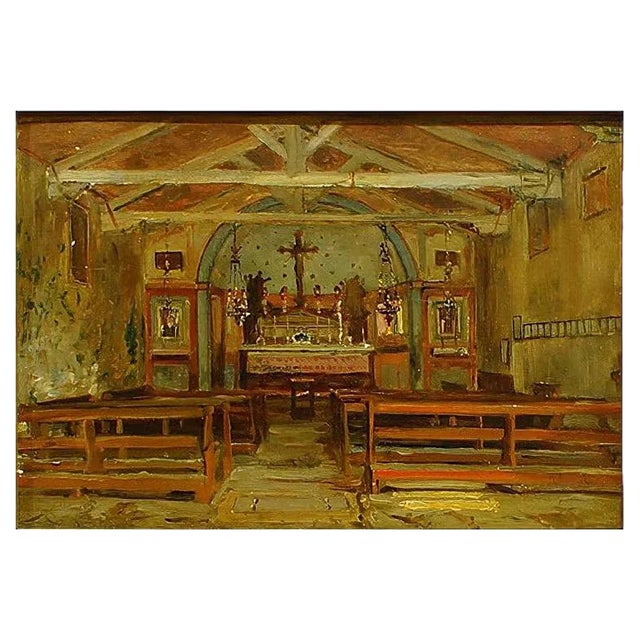 Interior of a Church - Oil Painting by Hermann Corrodi, late 1800 Late 19th Century For Sale