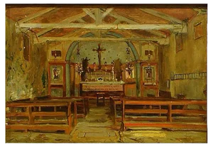 Interior of a Church - Oil Painting by Hermann Corrodi, late 1800 Late 19th Century