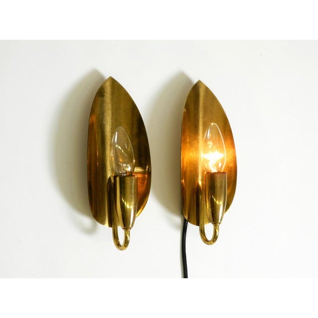 Mid-Century Modern Cone Brass Wall Lamps, 1950s, Set of 2 For Sale - Image 9 of 15