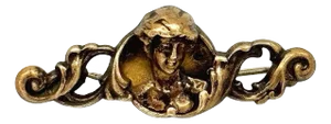 Art Nouveau Celestial Nymph Female Cameo Brass Brooch