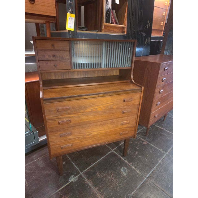 1960s Danish Teak Secretary Desk Pull Out Top For Sale - Image 13 of 14