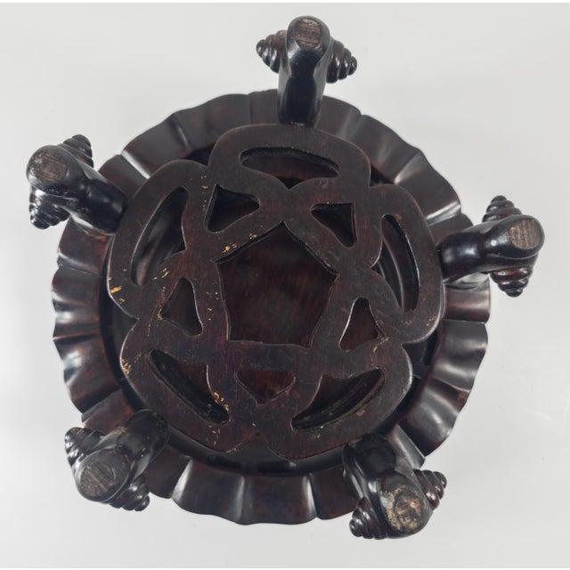 Mid-Century Chinese Carved Hardwood Hongmu Rosewood Display Stand Base For Sale - Image 10 of 11