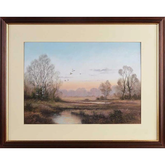 Realism Mallards Over Wetlands in the English Countryside by 20th Century British Artist, 1985 Circa For Sale - Image 3 of 5