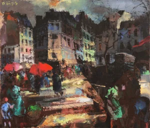 'View of Paris' by Olivier Foss, Post Impressionist Oil, French Artist, École Des Beaux-Arts