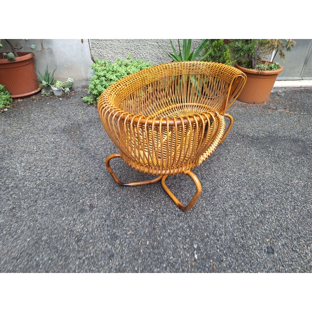 Large Vintage Rattan Armchair, 1950s For Sale - Image 6 of 15