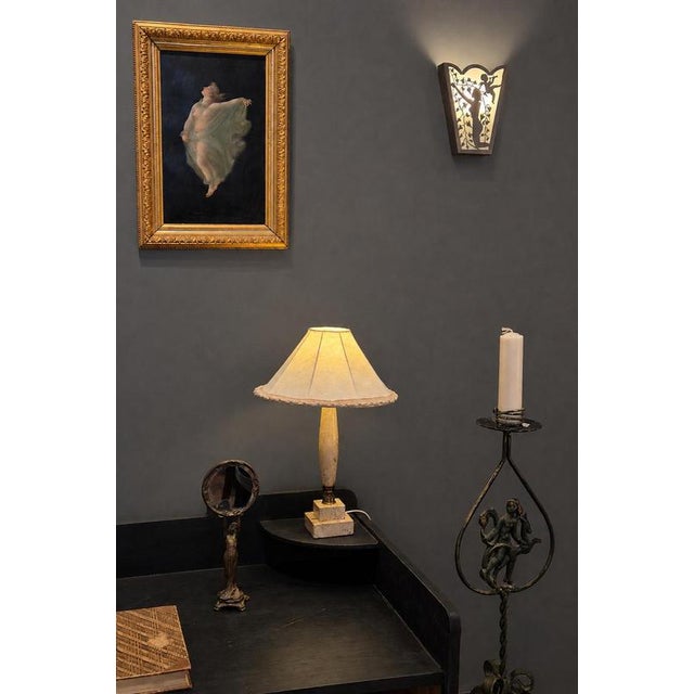 Swedish Grace Wall Light in White Metal and Glass, 1930s For Sale - Image 9 of 10