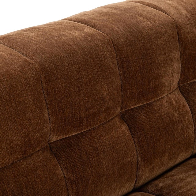 Textile Milk Chocolate Velvet Tufted Sofa For Sale - Image 7 of 7