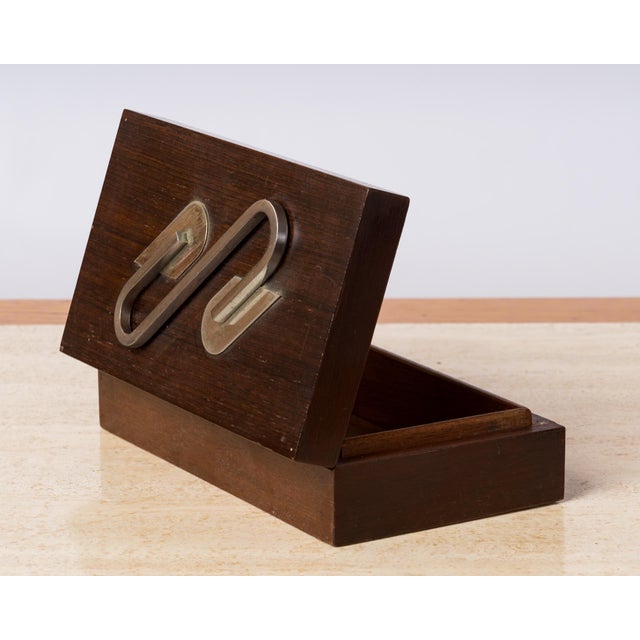 Art Deco Art Deco Stained Wood & Nickel Plated Bronze Decorative Box For Sale - Image 3 of 7