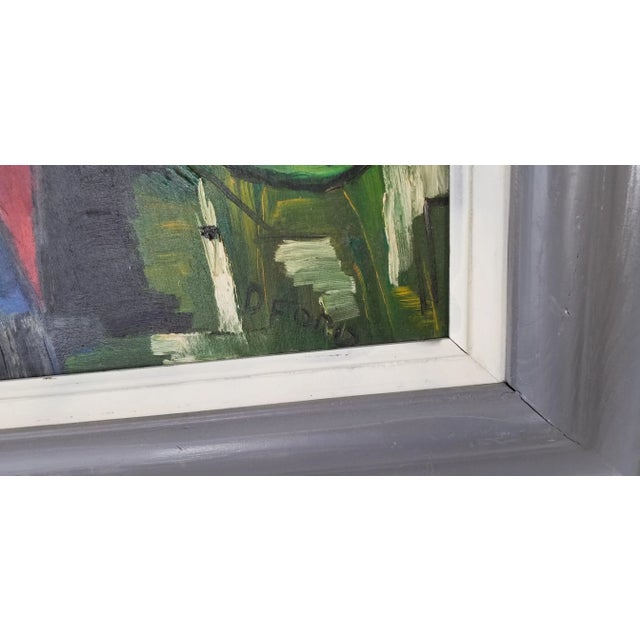 1970 Vintage D Ford Cubist Shape Colorful Painting For Sale - Image 9 of 13