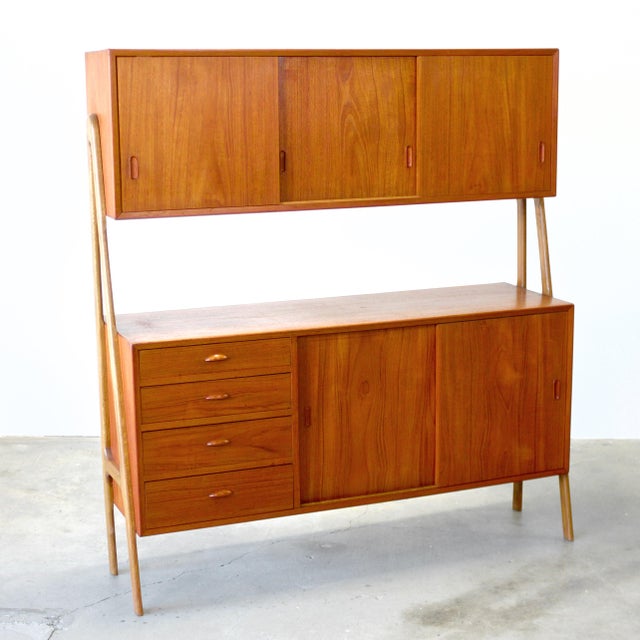1960s Double-Tiered Danish Teak Tall Sideboard / Highboard For Sale - Image 14 of 16
