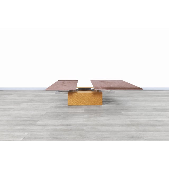 Yellow Vintage Italian Adjustable Maple and Granite Coffee Table by Giovanni Offredi for Saporiti For Sale - Image 8 of 13