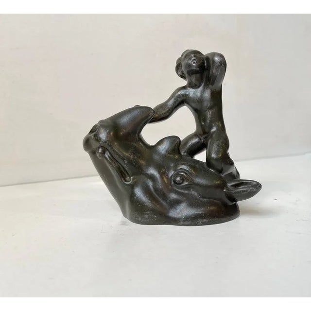 Vintage Art Deco Figurine with Boy on Rhino by Just Andersen, 1930s For Sale - Image 10 of 10