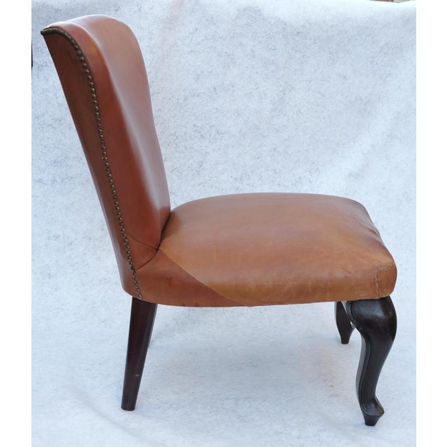 Brown Leather Chair, 1940s For Sale - Image 8 of 10