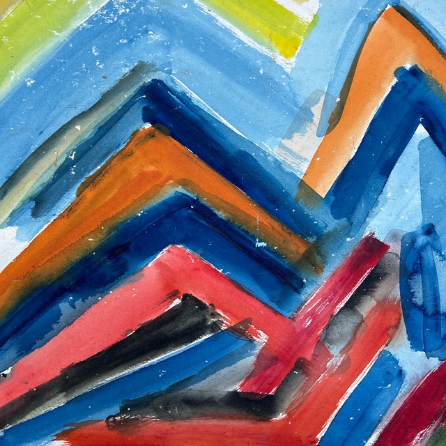 1980’s original abstract chevron watercolor painting. Signed and dated on the back. Measures 30x22. Check out my shop...
