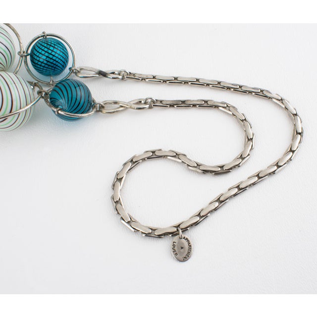 Appartement a Louer French Designer Extra Long Chrome and Murano Beads Necklace For Sale - Image 12 of 12