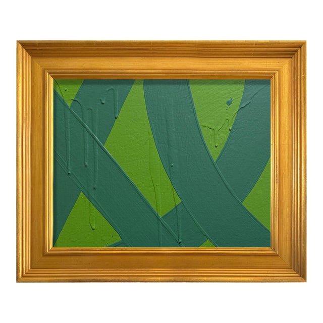 Ron Giusti Mini Abstract Kelly Jade Acrylic Painting For Sale