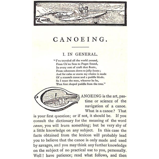 Paper "Canoe Handling. The Canoe: History, Uses, Limitations and Varieties, Practical Management and Care and Relative Facts." 1888 Vaux, C. Bowyer. "Dot." For Sale - Image 7 of 10