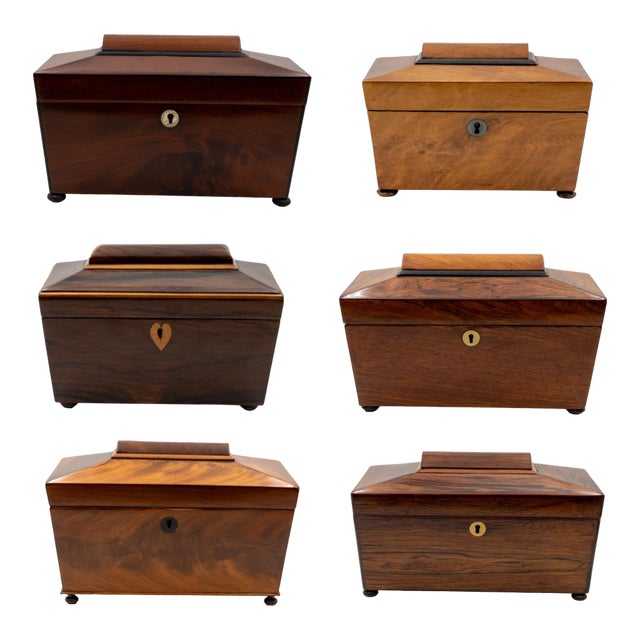 Rare Collection of Six Early English Boxes Early Victorian, Circa 1840–1850 For Sale