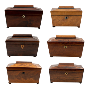 Rare Collection of Six Early English Boxes Early Victorian, Circa 1840–1850