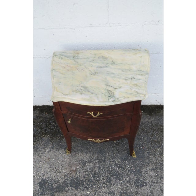 French Early 1900s Marble Top Inlay Commode Nightstand 6099 For Sale - Image 13 of 18