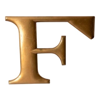 Mid Century Gold Letter F For Sale