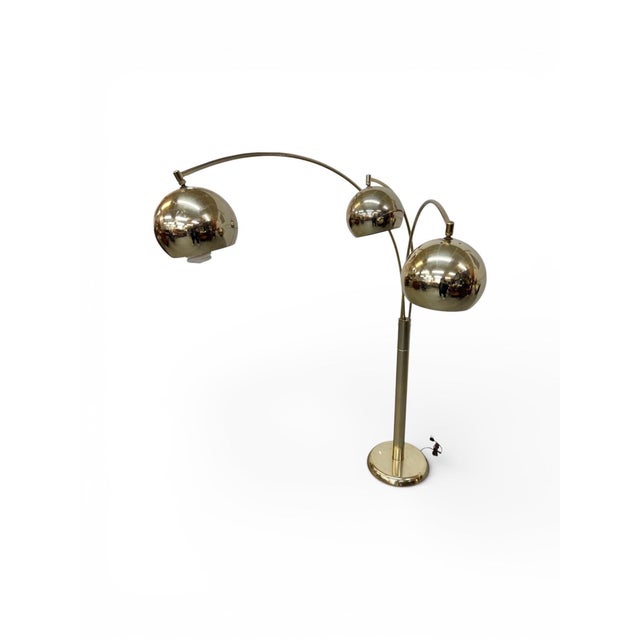 Mid-Century Modern Vintage Italian Modern Brass Arc Floor Lamp For Sale - Image 3 of 5
