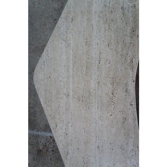 Mid Century Modern Sculptural Travertine Stone Walnut Boomerang Coffee Table MCM For Sale - Image 11 of 15