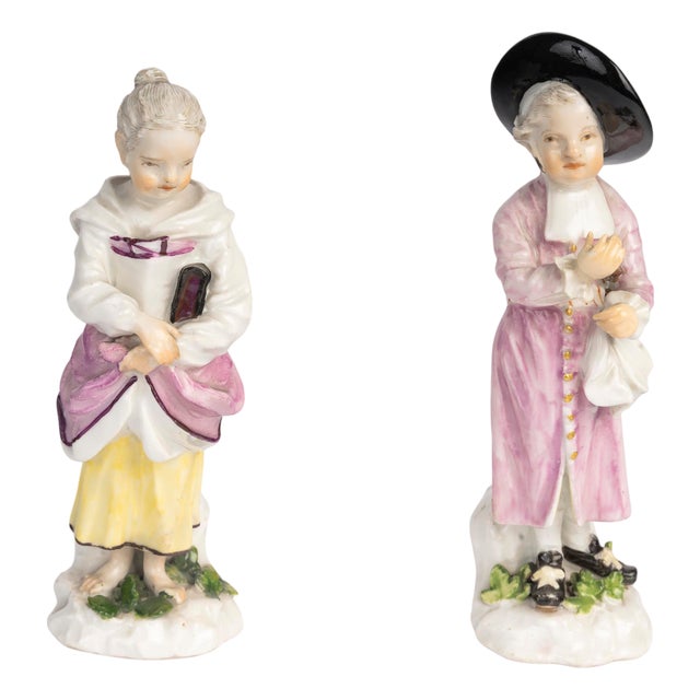 18th Century Porcelain Sculpture from Meissen, Set of 2 For Sale