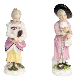 18th Century Porcelain Sculpture from Meissen, Set of 2