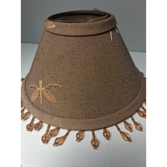 Vintage Beaded and Embroidered Dragonfly Clip on Lamp / Candelabra / Chandelier Shade For Sale - Image 10 of 11