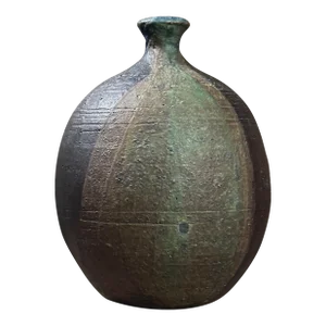 Vintage Danish Modernist Stoneware Poured Matte Glaze Small Neck Vase