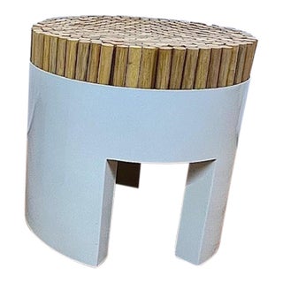 Kenneth Cobonpue Chiquita Stool Sculptural Wood Top White Base For Sale