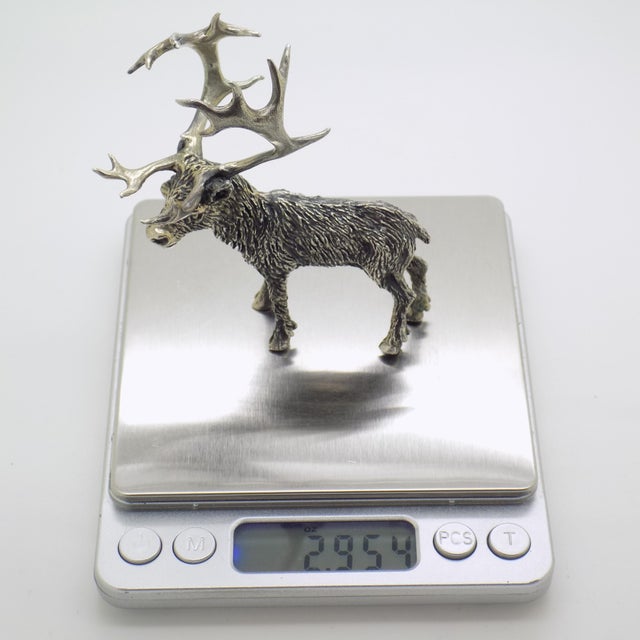 Vintage Italian Handmade Genuine Silver Large Stag Deer Sculpture by Italian Silver Artist Mario Cerreti For Sale - Image 13 of 14