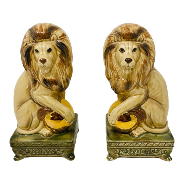Vintage Andrea by Sadek Foo Lions a Pair For Sale