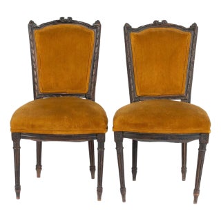Late 19th Century Pair of Louis XVI Style Side Chairs For Sale