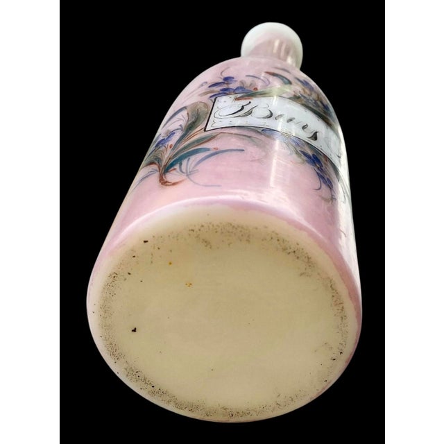 Victorian Glass Antique Barber Bottle Hand Painted Flowers For Sale - Image 11 of 16