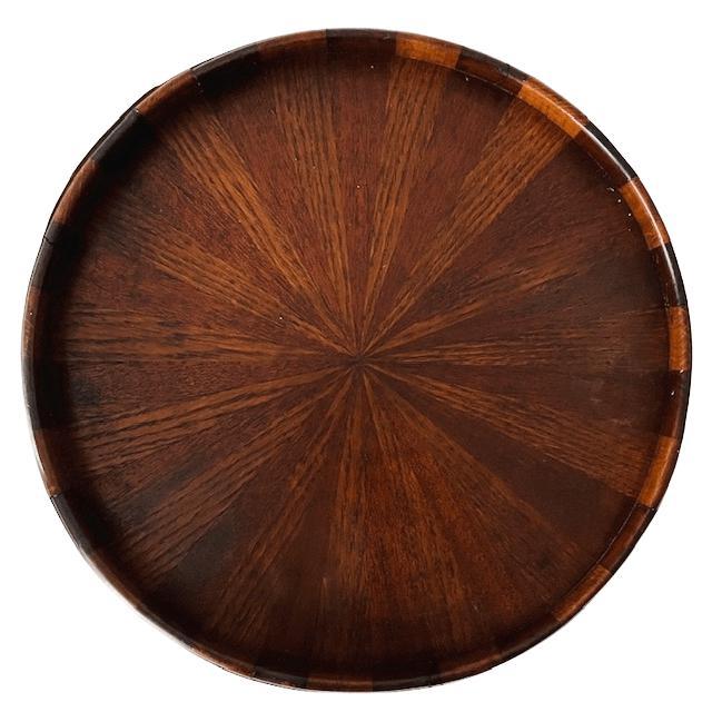 Antique Edwardian Wooden Tray with Sunray Motif and Brass Band, 1900s For Sale - Image 4 of 8