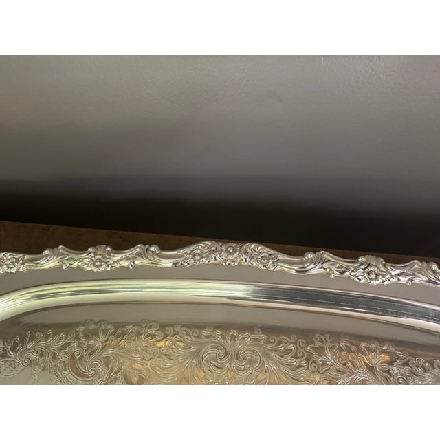 Vintage Silver-Plated Butler Tray in the "Countess" Pattern by the International Silver Company For Sale - Image 14 of 18