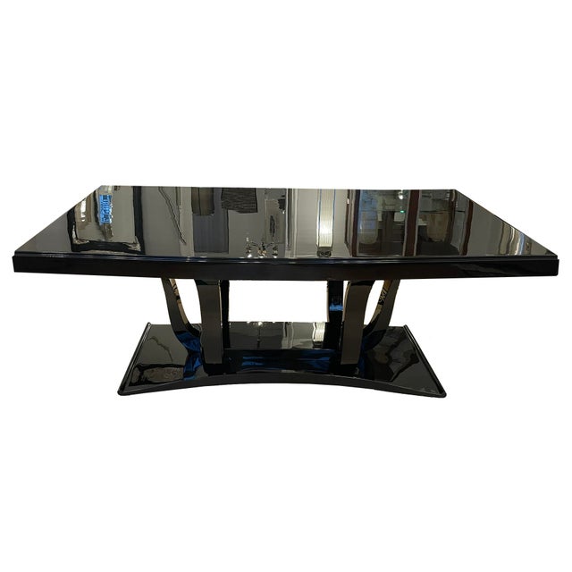 Art Deco Dining Table in Black Lacquer, 1930 For Sale - Image 6 of 13