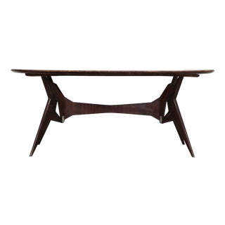 Mid-Century Modern Italian Oblong Marble Effect Table with Wood Base For Sale