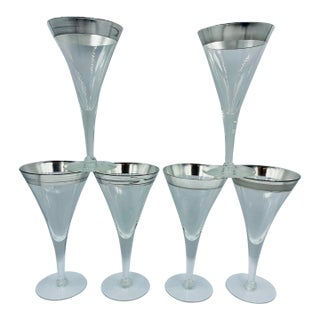 Vintage Dorothy Thorpe Trumpet Cocktail Glasses- Set of 6 For Sale