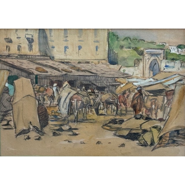 Original Late 19th Century Art Hl Hildabrant Tangiers Drawing Framed For Sale - Image 4 of 17