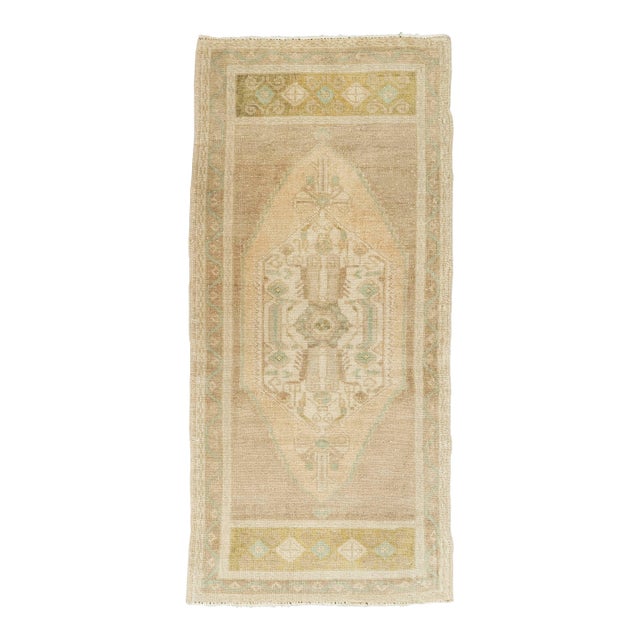 Turkish Mini Rug Oriental Hand Knotted Vintage Rug 1'8" x 3'7" #21036 For Sale