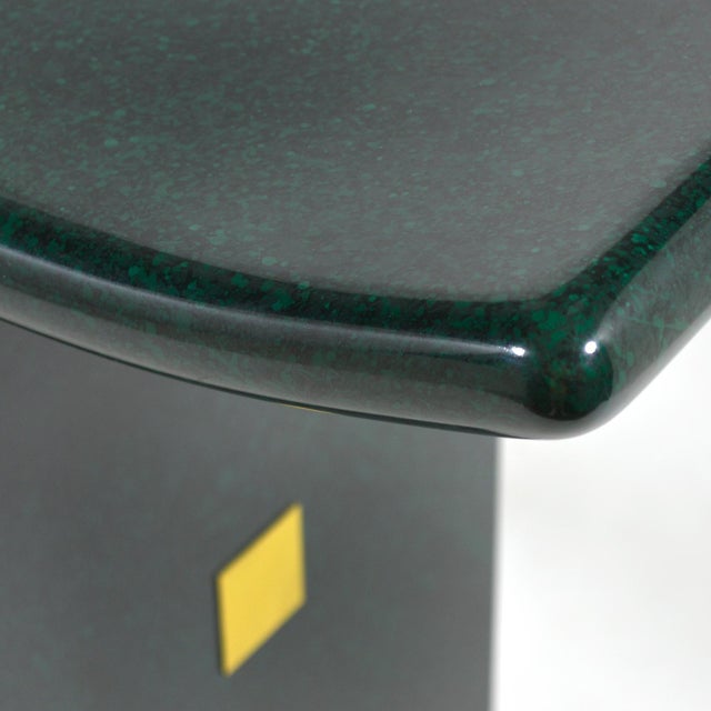 Mid 20th Century Faux Malachite and Brass Console Table For Sale - Image 5 of 9