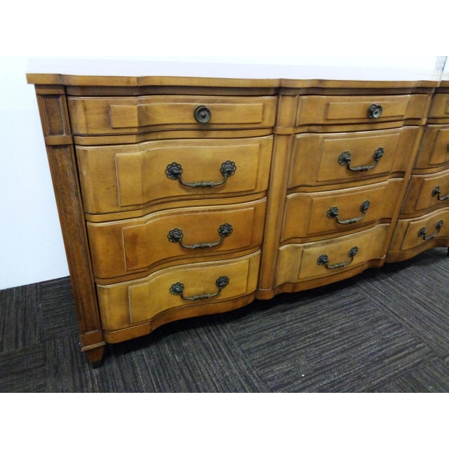 Brown Mid-Century French Provincial Large Lowboy Dresser or Sideboard J. L. Metz on Sale 1995 For Sale - Image 8 of 12