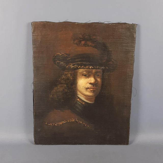 Wood Portrait of Nobleman Knight, 1800s, Oil on Canvas For Sale - Image 7 of 11
