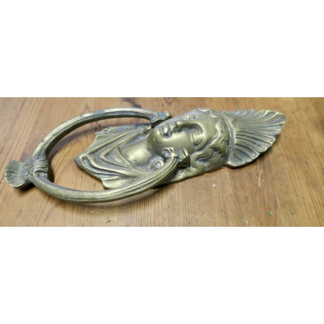 A Victorian Brass Caryatid Door Knocker a Large Victorian Brass Door Knocker, 1890 For Sale - Image 3 of 5